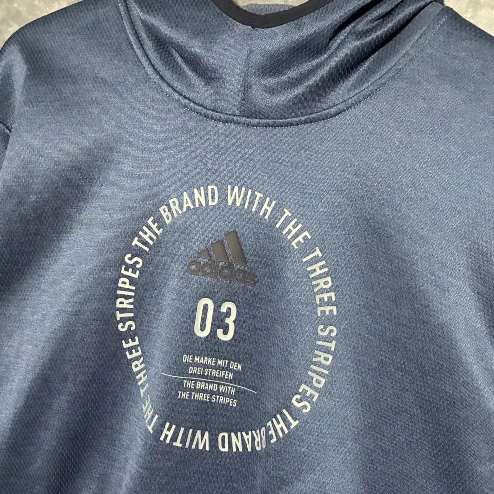 Adidas Team Issue Badge of Sport‎ Tech Ink Graphic Pullover Hoodie Mens XL Blue